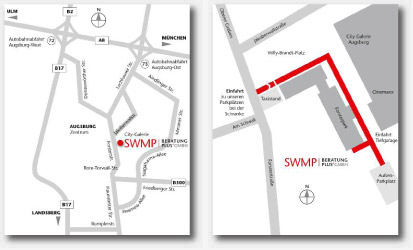 Anfahrt zu SWMP Beratung Plus GmbH in Augsburg